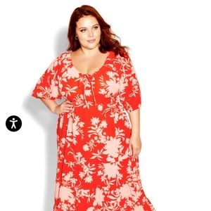 City Chic Ava Maxi Dress - Cherry